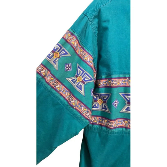 Vintage Women's Aztec Western Print Long Sleeve Button Up Shirt Size Large (L) - Picture 4 of 7